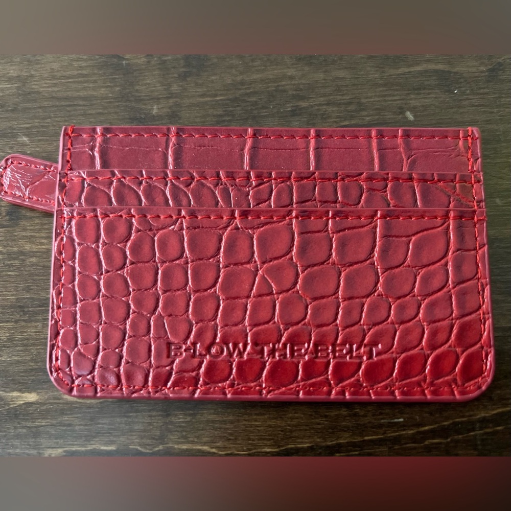 B-Low The Belt Red Vegan Leather Croc Card Case, New
